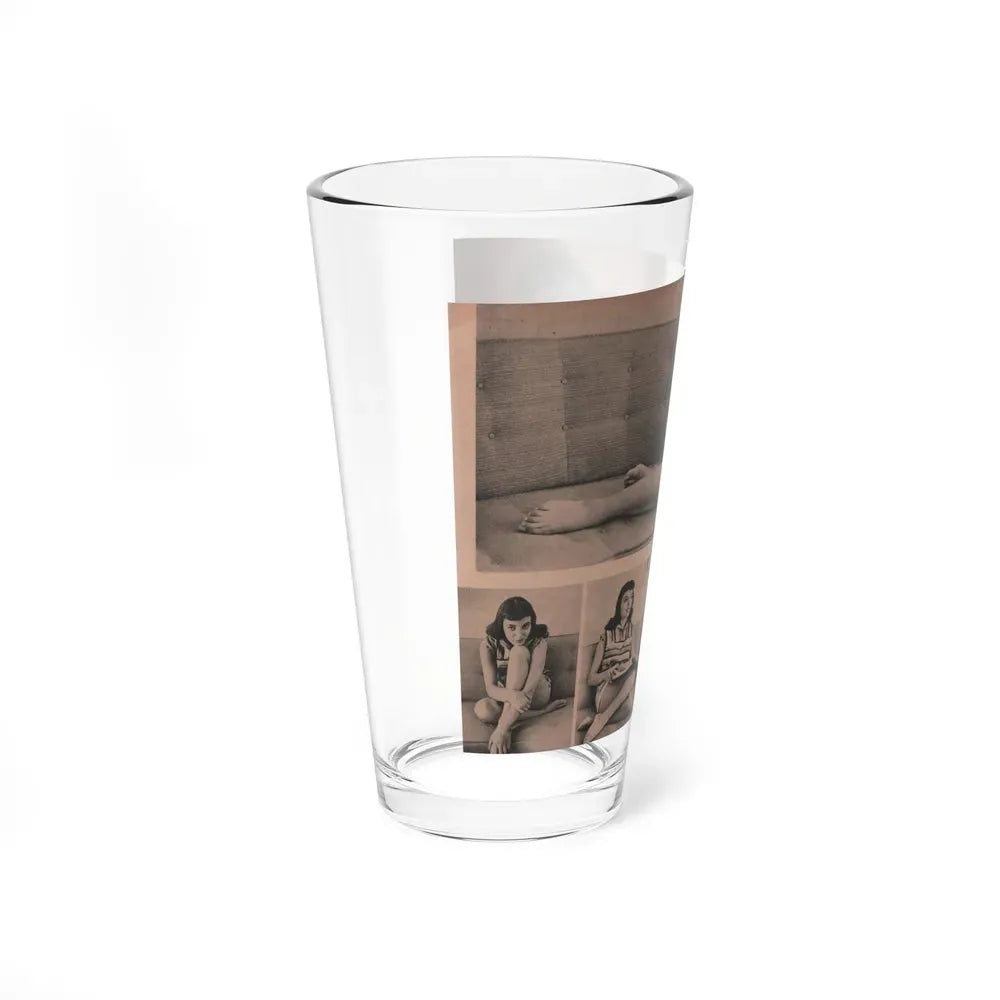 Joan Collins #552 - Photo Digest Mag. Jan. '56 - 3 B&W Photos (Vintage Female Icon) Pint Glass 16oz - Go Mug Yourself