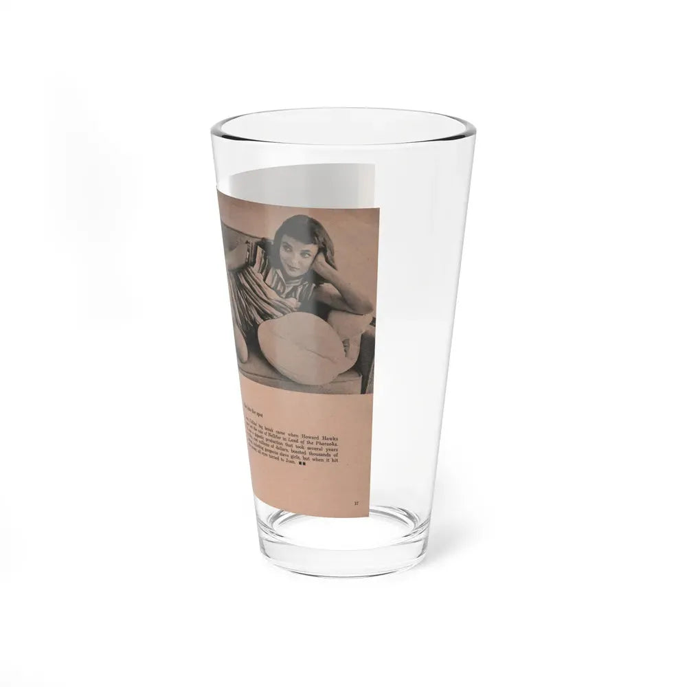 Joan Collins #552 - Photo Digest Mag. Jan. '56 - 3 B&W Photos (Vintage Female Icon) Pint Glass 16oz - Go Mug Yourself