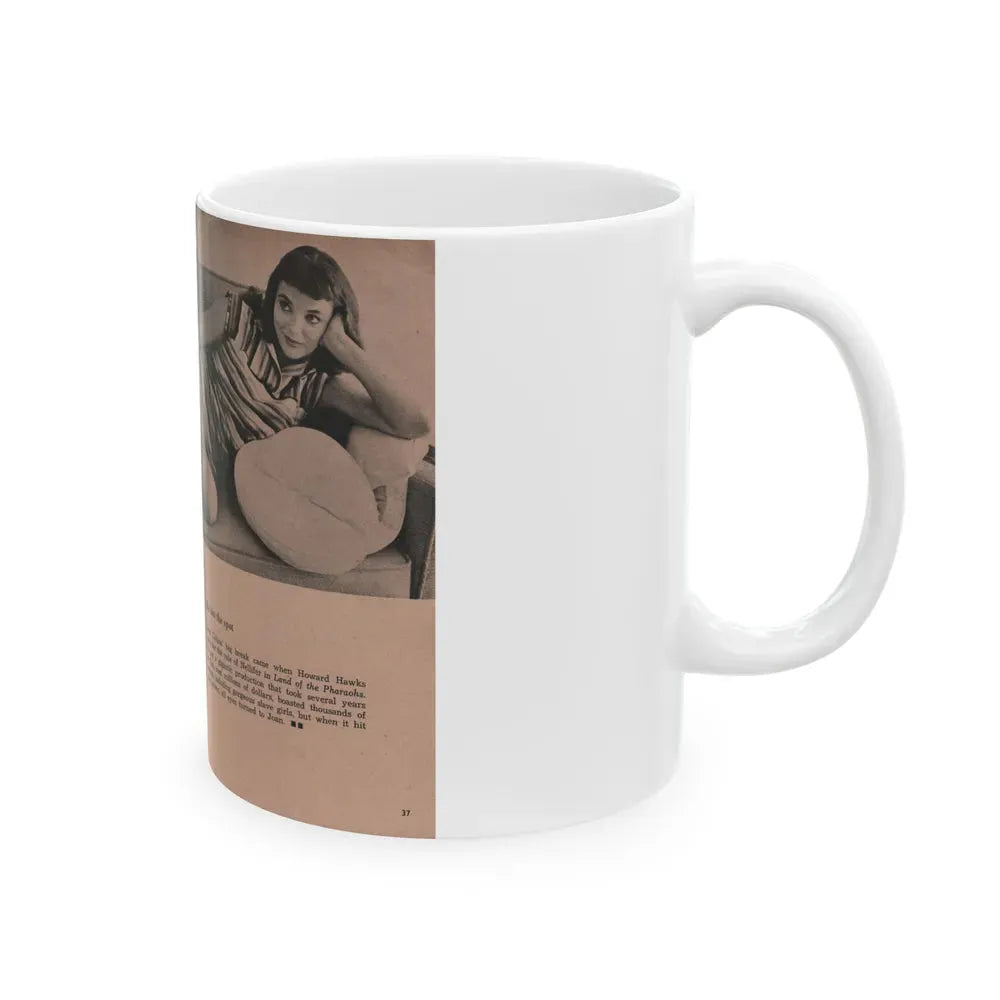 Joan Collins #552 - Photo Digest Mag. Jan. '56 - 3 B&W Photos (Vintage Female Icon) White Coffee Mug - Go Mug Yourself