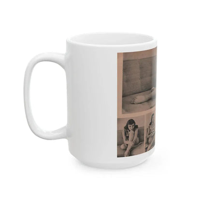Joan Collins #552 - Photo Digest Mag. Jan. '56 - 3 B&W Photos (Vintage Female Icon) White Coffee Mug - Go Mug Yourself