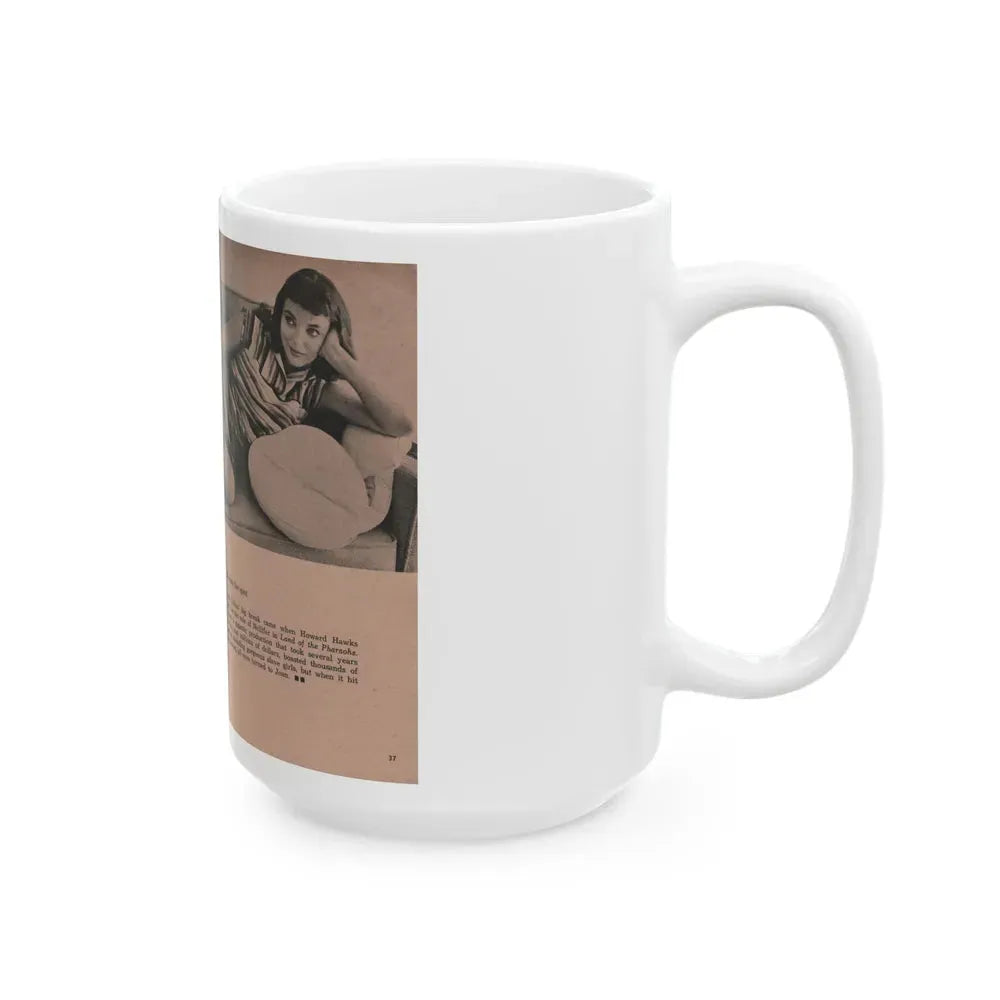 Joan Collins #552 - Photo Digest Mag. Jan. '56 - 3 B&W Photos (Vintage Female Icon) White Coffee Mug - Go Mug Yourself