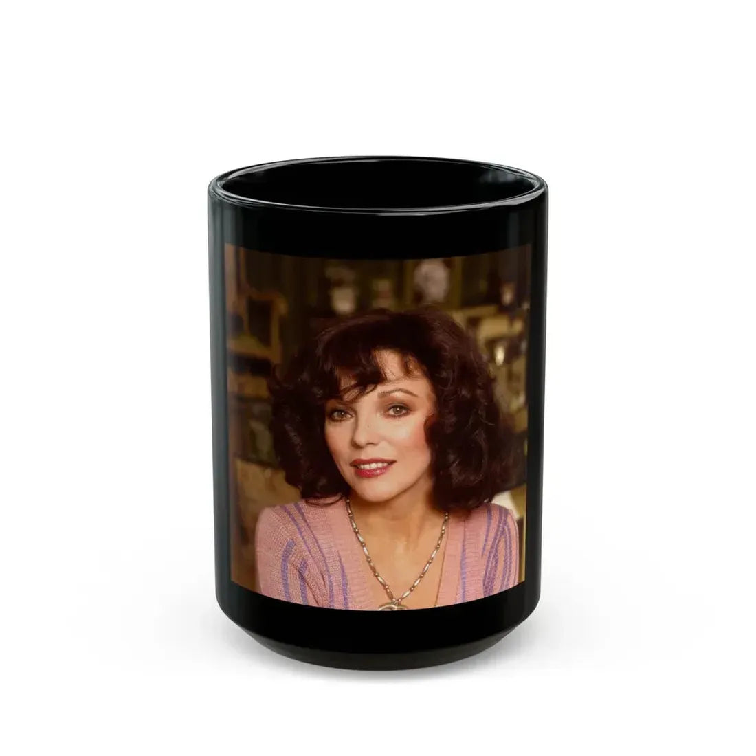 Joan Collins #565 (Vintage Female Icon) Black Coffee Mug 15oz - Go Mug Yourself