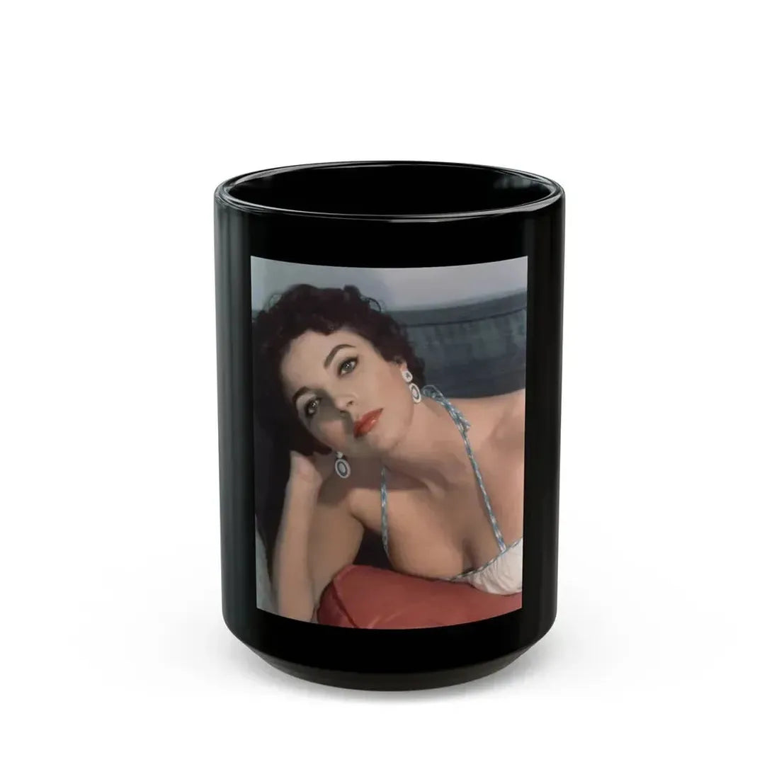 Joan Collins #566 (Vintage Female Icon) Black Coffee Mug 15oz - Go Mug Yourself