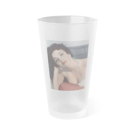 Joan Collins #566 (Vintage Female Icon) Frosted Pint Glass 16oz 16oz Frosted - Go Mug Yourself