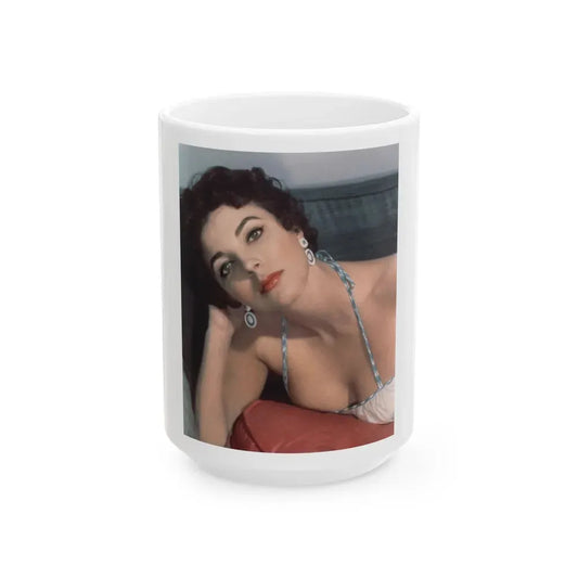 Joan Collins #566 (Vintage Female Icon) White Coffee Mug 15oz - Go Mug Yourself