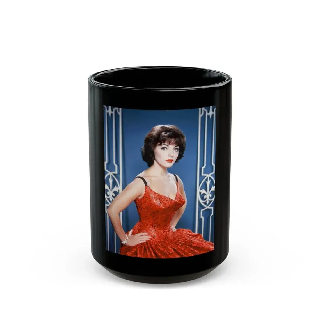 Joan Collins #567 (Vintage Female Icon) Black Coffee Mug 15oz - Go Mug Yourself