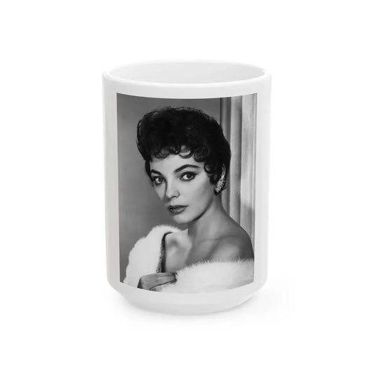 Joan Collins #572 (Vintage Female Icon) White Coffee Mug 15oz - Go Mug Yourself