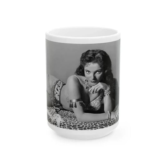 Joan Collins #577 (Vintage Female Icon) White Coffee Mug 15oz - Go Mug Yourself