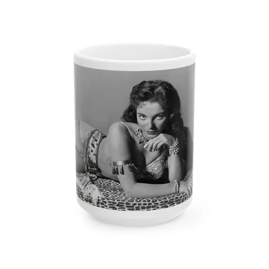 Joan Collins #577 (Vintage Female Icon) White Coffee Mug 15oz - Go Mug Yourself