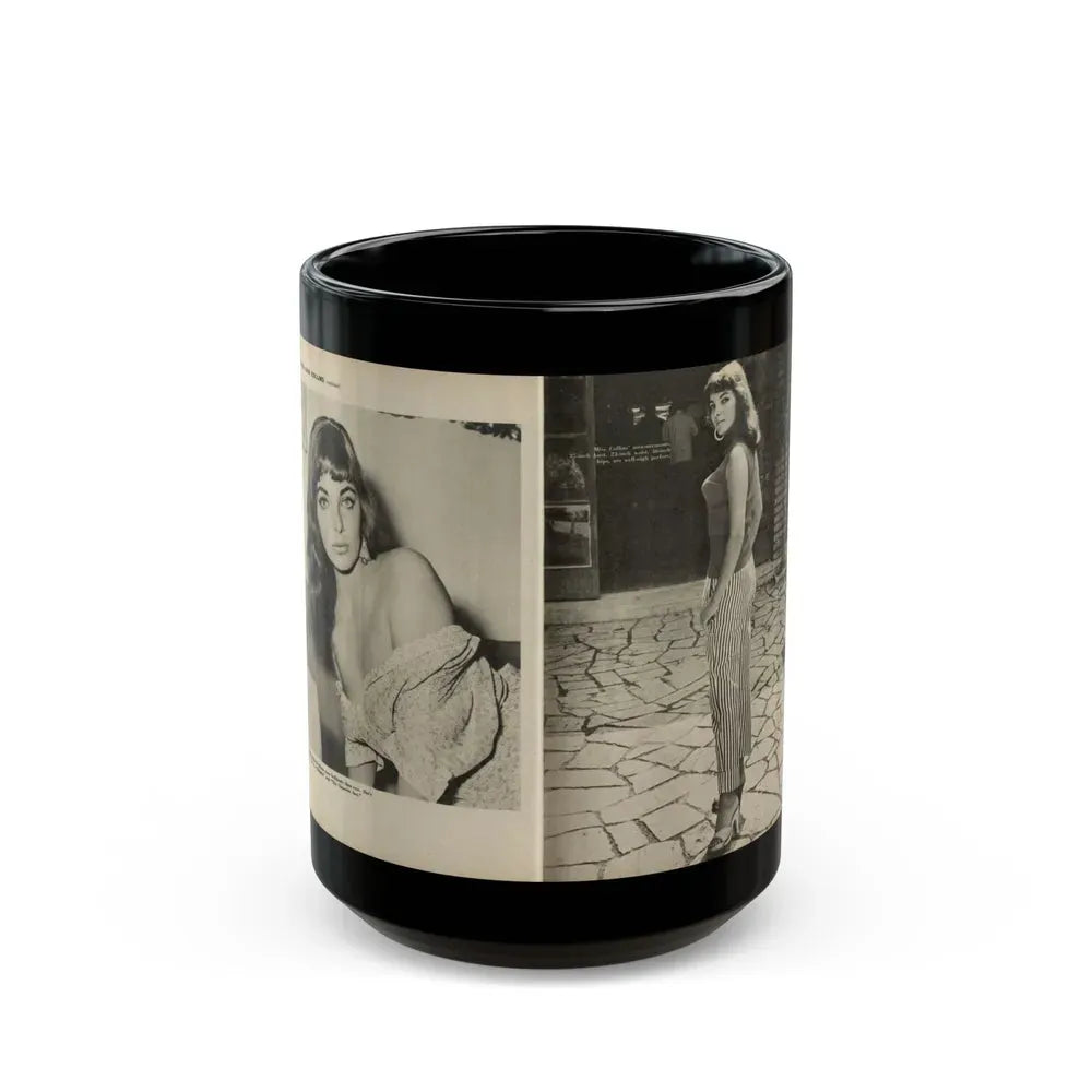 Joan Collins #582 - Europe's Top Pin-Ups Issue #3 1956 (Vintage Female Icon) Black Coffee Mug 15oz - Go Mug Yourself