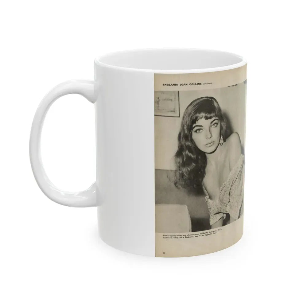 Joan Collins #582 - Europe's Top Pin-Ups Issue #3 1956 (Vintage Female Icon) White Coffee Mug - Go Mug Yourself