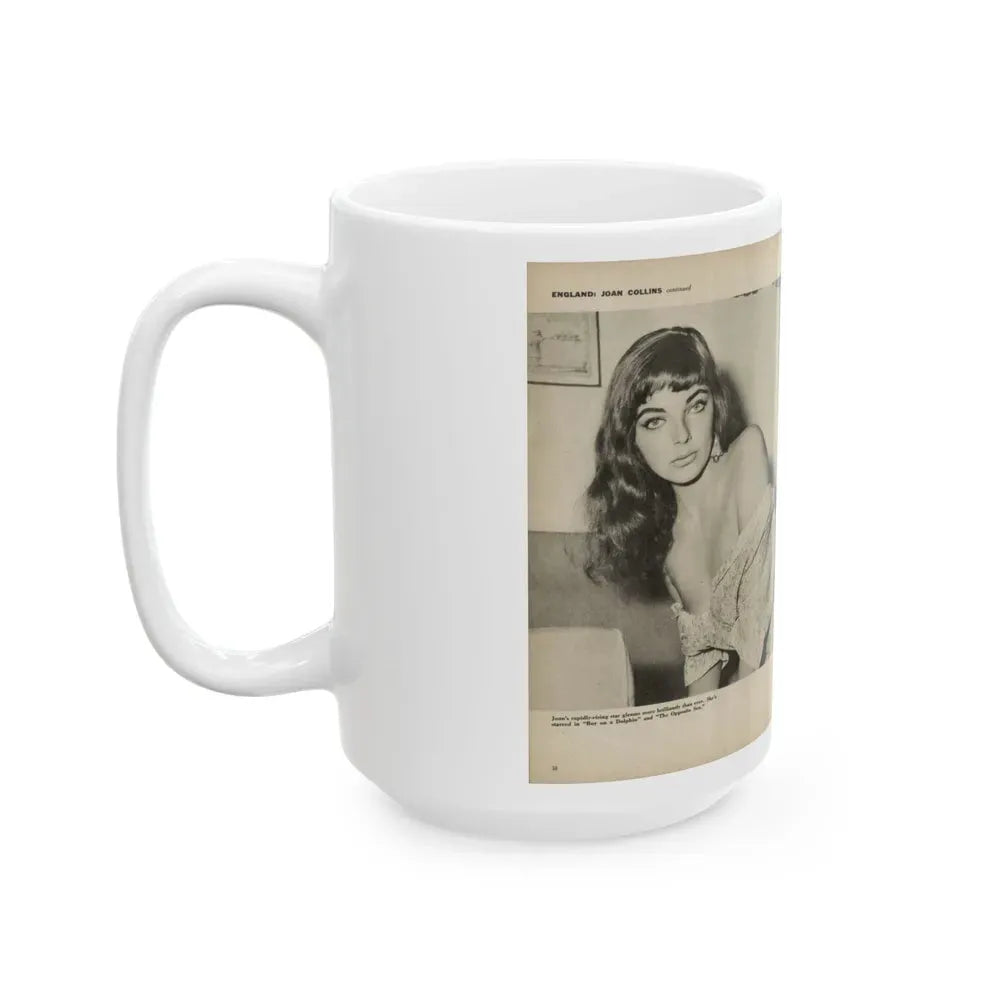 Joan Collins #582 - Europe's Top Pin-Ups Issue #3 1956 (Vintage Female Icon) White Coffee Mug - Go Mug Yourself