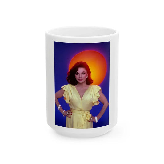 Joan Collins #588 (Vintage Female Icon) White Coffee Mug 15oz - Go Mug Yourself