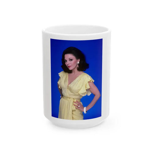 Joan Collins #589 (Vintage Female Icon) White Coffee Mug 15oz - Go Mug Yourself