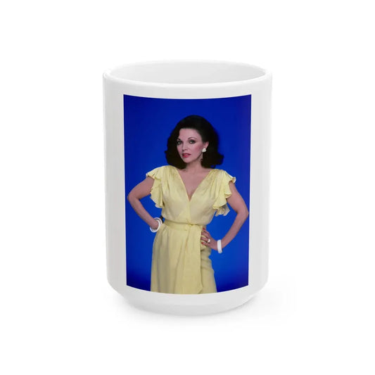 Joan Collins #590 (Vintage Female Icon) White Coffee Mug 15oz - Go Mug Yourself