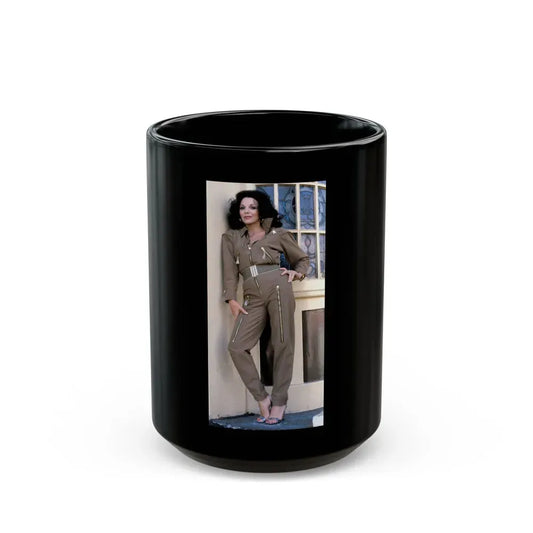 Joan Collins #593 (Vintage Female Icon) Black Coffee Mug 15oz - Go Mug Yourself