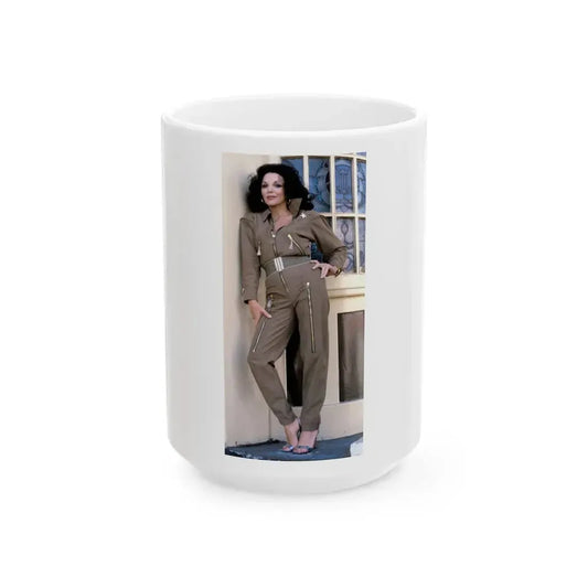 Joan Collins #593 (Vintage Female Icon) White Coffee Mug 15oz - Go Mug Yourself