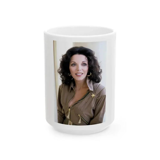 Joan Collins #594 (Vintage Female Icon) White Coffee Mug 15oz - Go Mug Yourself