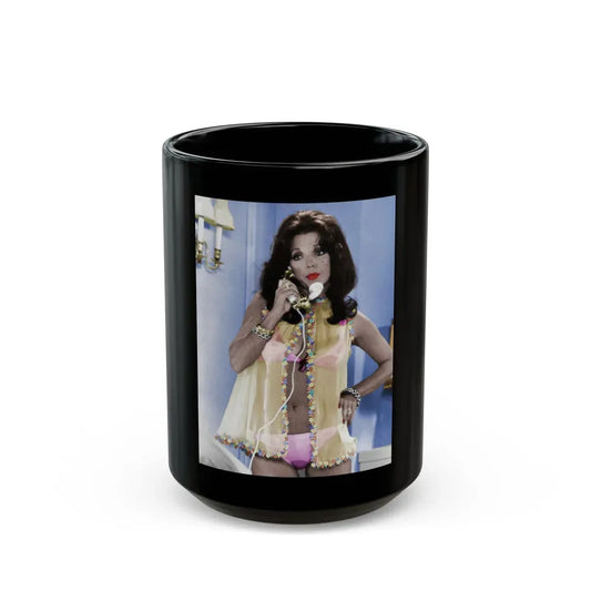 Joan Collins #597 (Vintage Female Icon) Black Coffee Mug 15oz - Go Mug Yourself