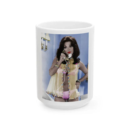 Joan Collins #597 (Vintage Female Icon) White Coffee Mug 15oz - Go Mug Yourself