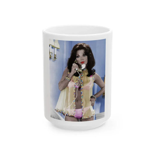Joan Collins #597 (Vintage Female Icon) White Coffee Mug 15oz - Go Mug Yourself