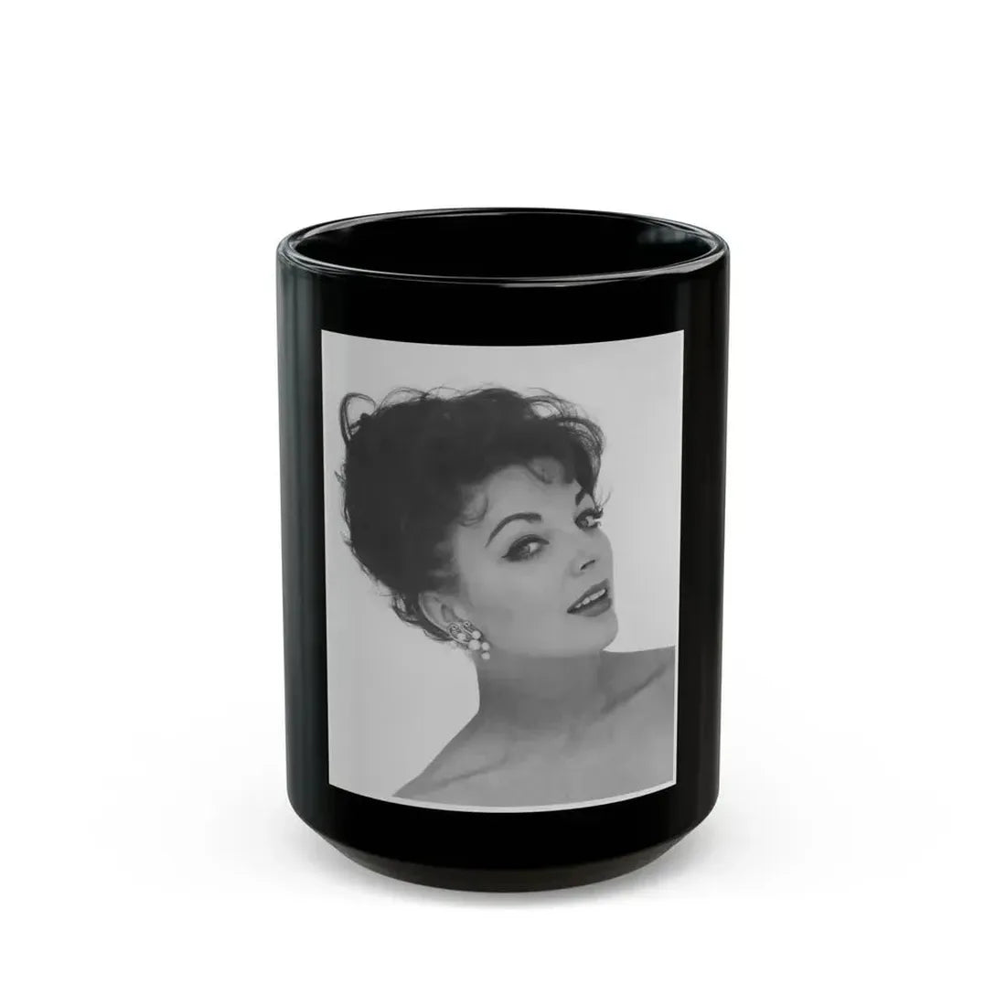 Joan Collins #626 (Vintage Female Icon) Black Coffee Mug 15oz - Go Mug Yourself