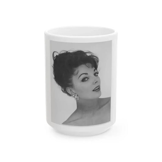 Joan Collins #626 (Vintage Female Icon) White Coffee Mug 15oz - Go Mug Yourself