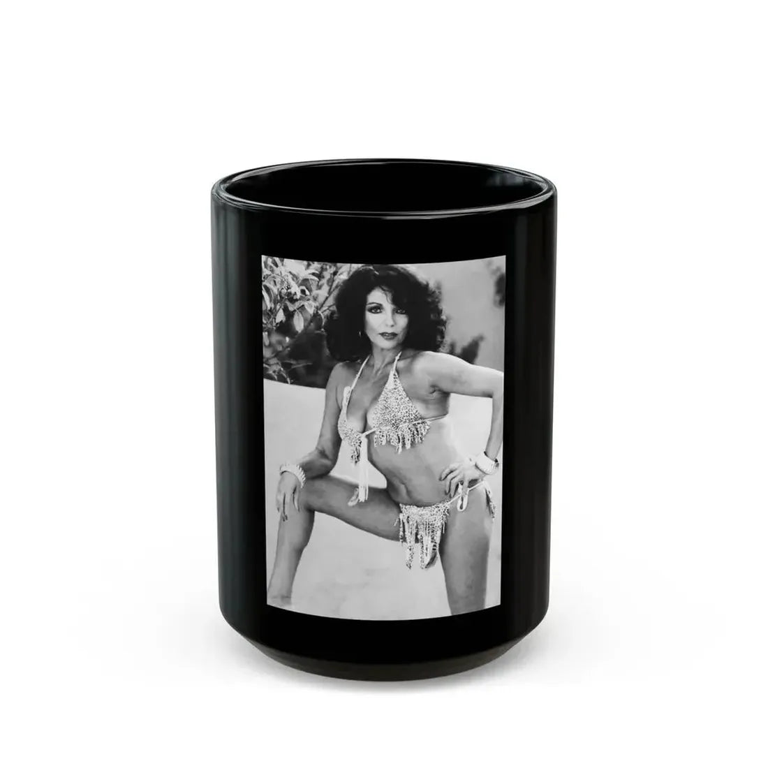 Joan Collins #628 (Vintage Female Icon) Black Coffee Mug 15oz - Go Mug Yourself