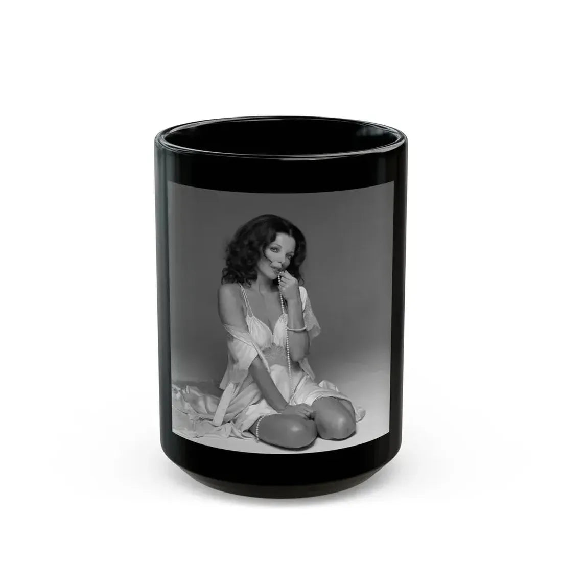 Joan Collins #633 (Vintage Female Icon) Black Coffee Mug 15oz - Go Mug Yourself