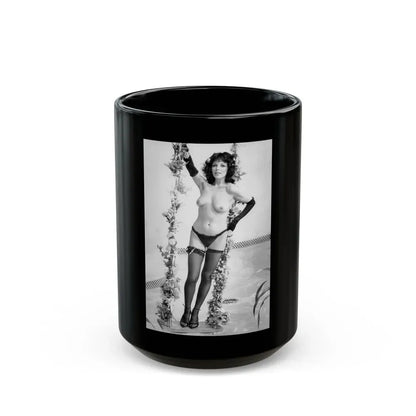 Joan Collins #635 - Topless (Vintage Female Icon) Black Coffee Mug 15oz - Go Mug Yourself