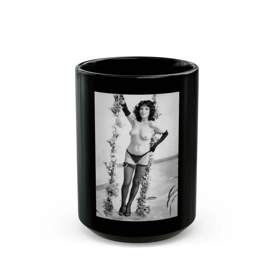 Joan Collins #635 - Topless (Vintage Female Icon) Black Coffee Mug 15oz - Go Mug Yourself