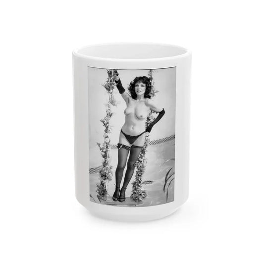 Joan Collins #635 - Topless (Vintage Female Icon) White Coffee Mug 15oz - Go Mug Yourself