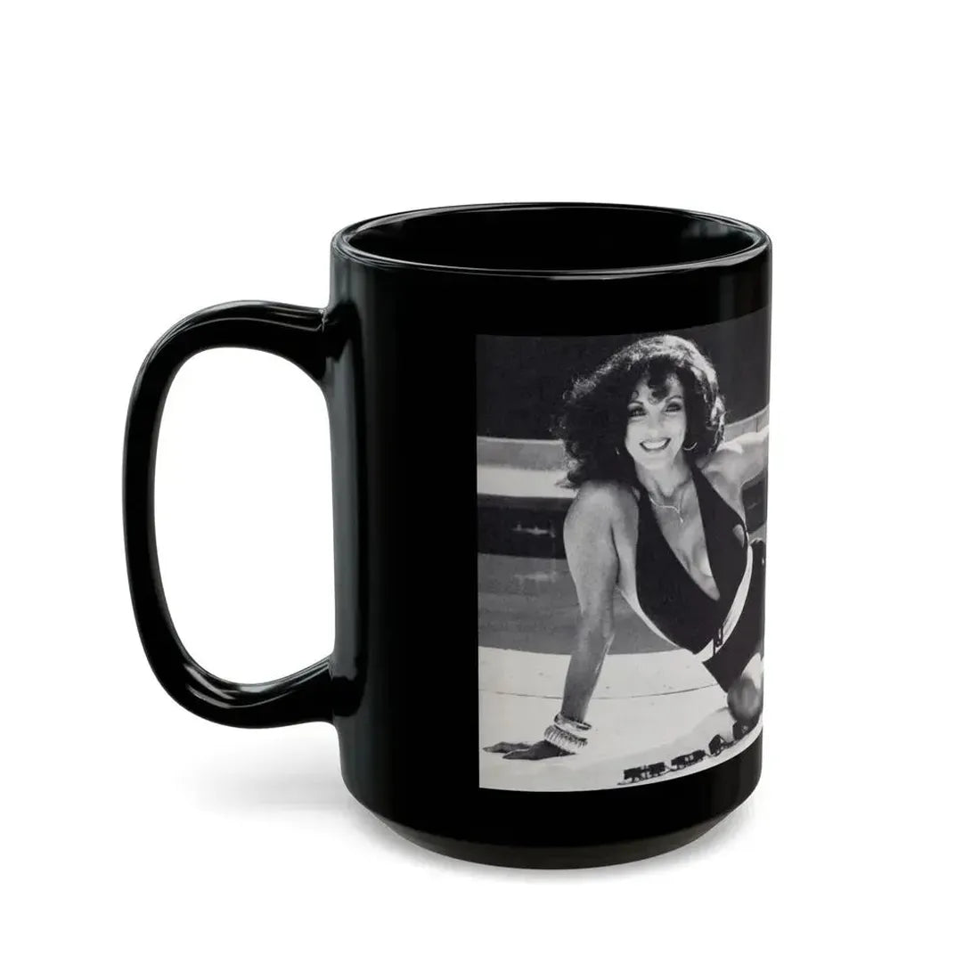Joan Collins #636 (Vintage Female Icon) Black Coffee Mug - Go Mug Yourself