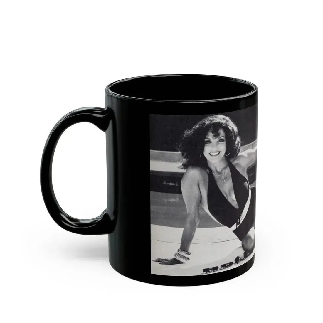 Joan Collins #636 (Vintage Female Icon) Black Coffee Mug - Go Mug Yourself
