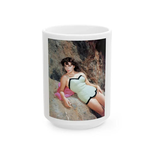 Joan Collins #642 (Vintage Female Icon) White Coffee Mug 15oz - Go Mug Yourself