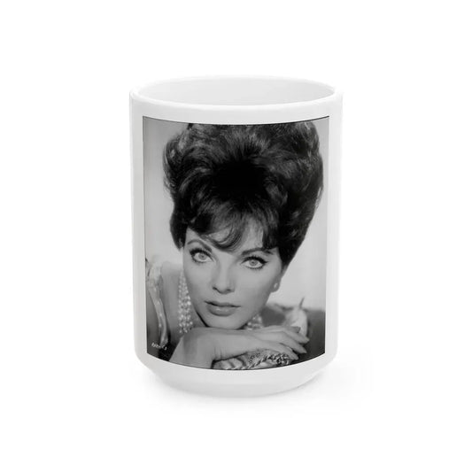 Joan Collins #653 (Vintage Female Icon) White Coffee Mug 15oz - Go Mug Yourself