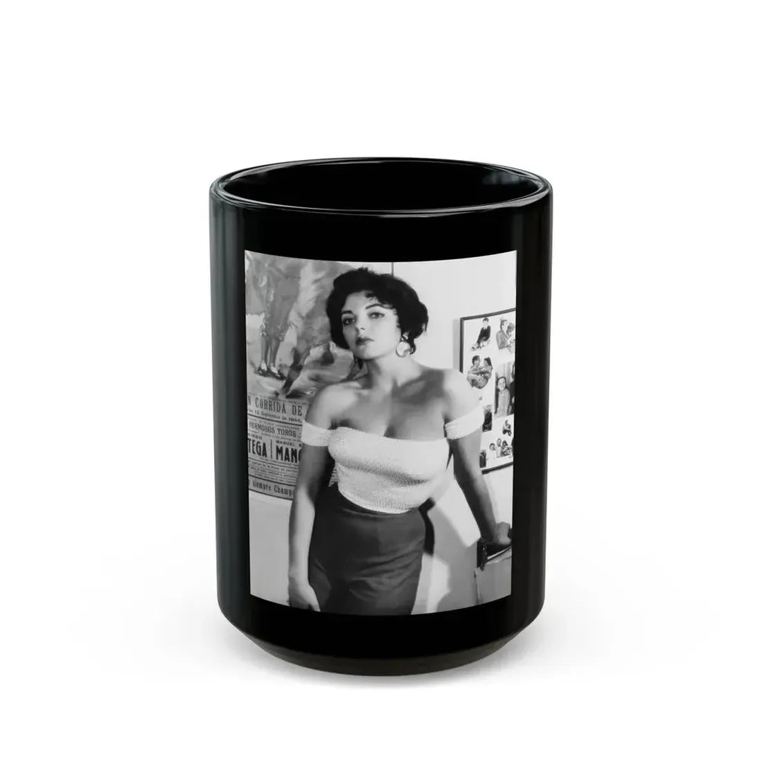 Joan Collins #654 (Vintage Female Icon) Black Coffee Mug 15oz - Go Mug Yourself