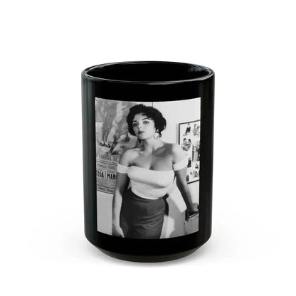 Joan Collins #654 (Vintage Female Icon) Black Coffee Mug 15oz - Go Mug Yourself