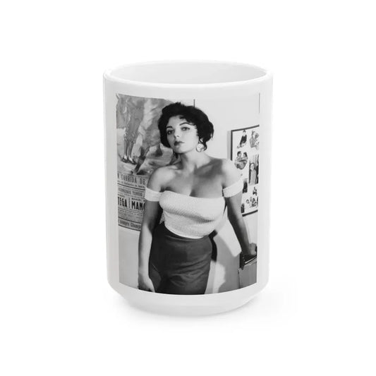 Joan Collins #654 (Vintage Female Icon) White Coffee Mug 15oz - Go Mug Yourself