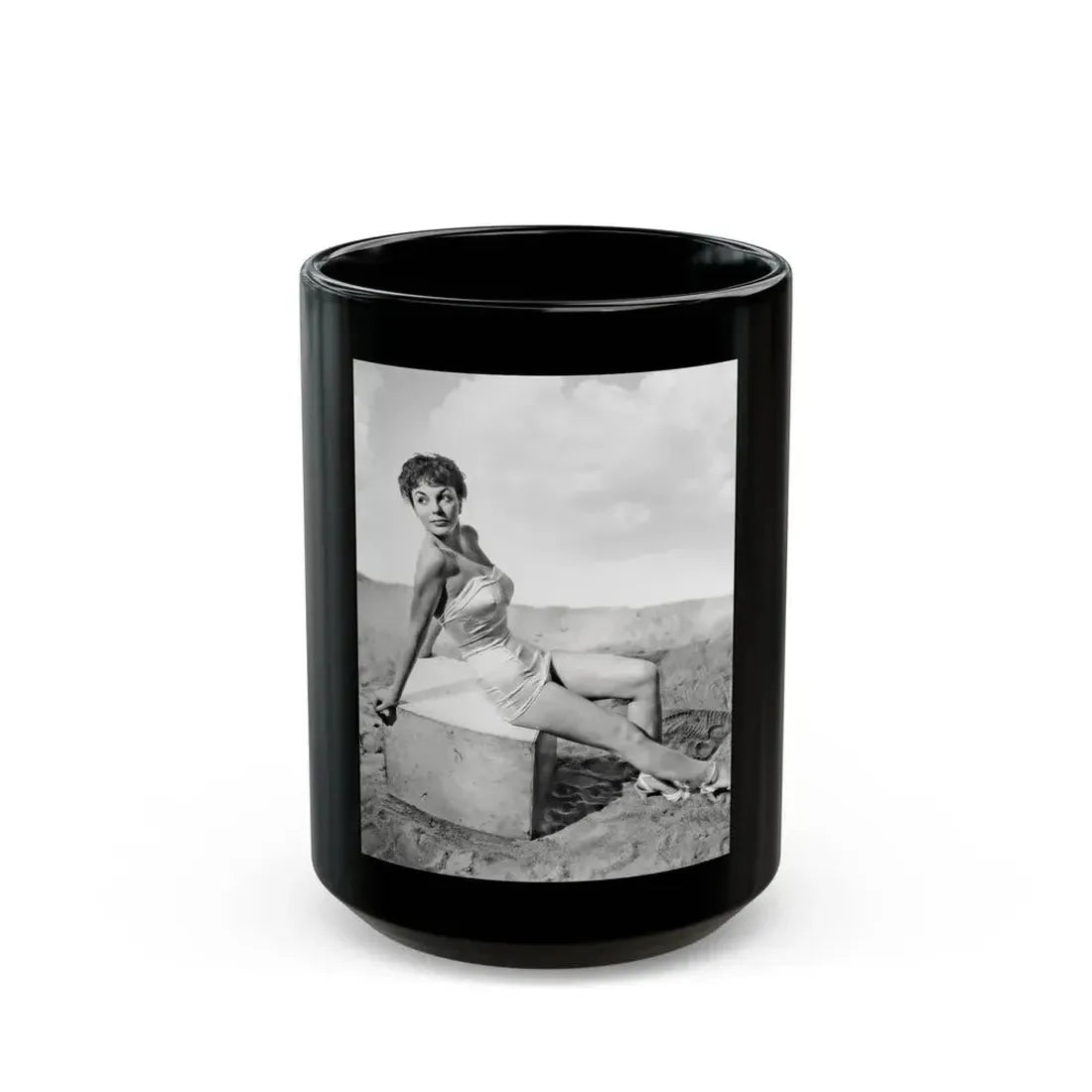 Joan Collins #655 (Vintage Female Icon) Black Coffee Mug 15oz - Go Mug Yourself