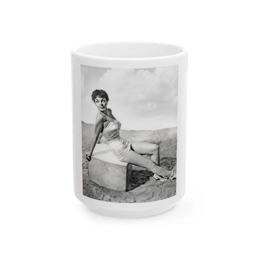 Joan Collins #655 (Vintage Female Icon) White Coffee Mug 15oz - Go Mug Yourself