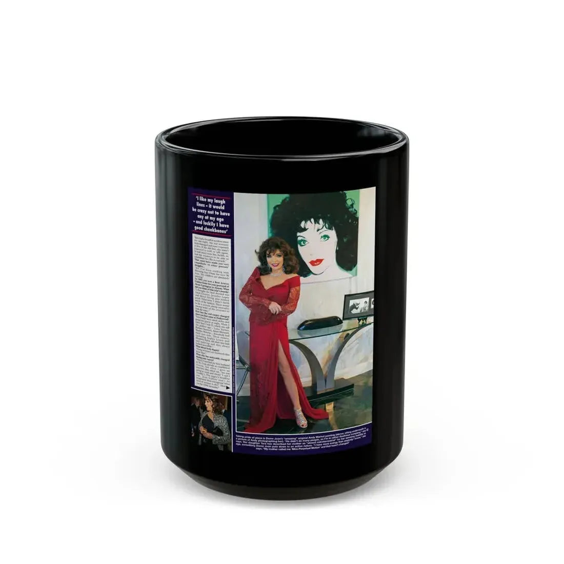 Joan Collins #666 (Vintage Female Icon) Black Coffee Mug 15oz - Go Mug Yourself