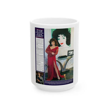 Joan Collins #666 (Vintage Female Icon) White Coffee Mug 15oz - Go Mug Yourself