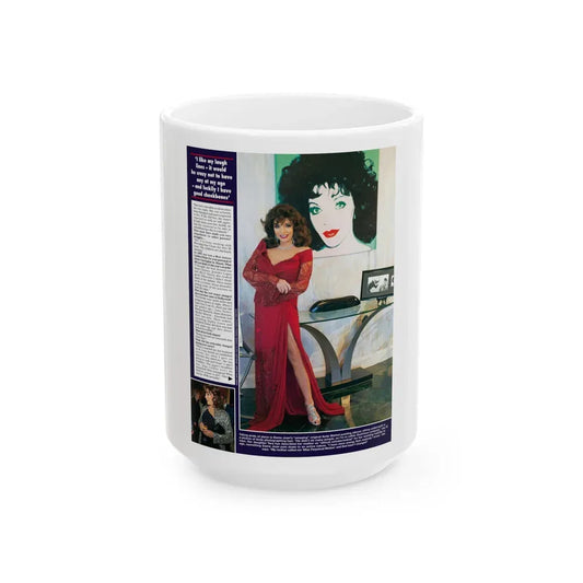 Joan Collins #666 (Vintage Female Icon) White Coffee Mug 15oz - Go Mug Yourself