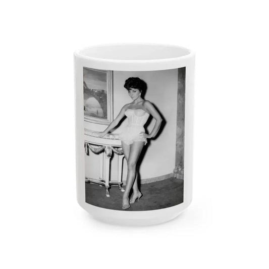 Joan Collins #669 (Vintage Female Icon) White Coffee Mug 15oz - Go Mug Yourself