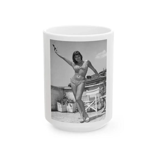 Joan Collins #671 (Vintage Female Icon) White Coffee Mug 15oz - Go Mug Yourself