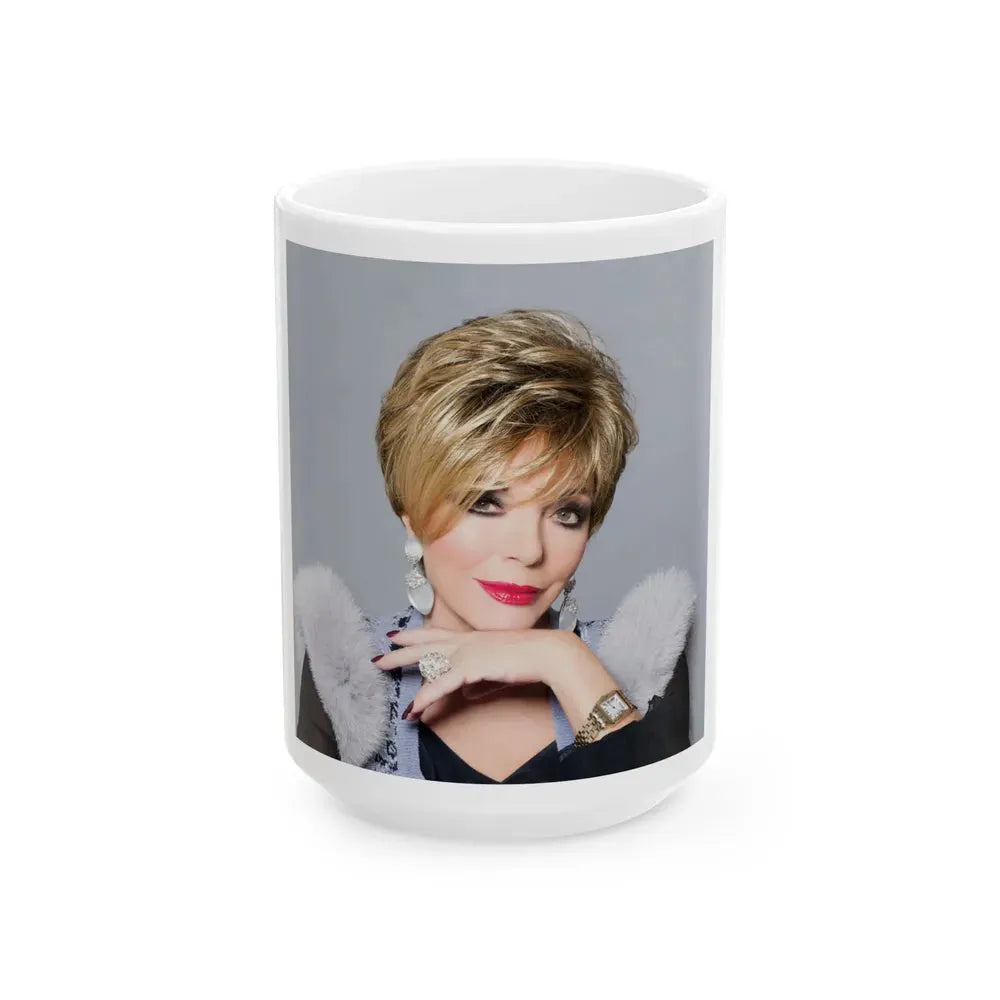 Joan Collins #678 (Vintage Female Icon) White Coffee Mug 15oz - Go Mug Yourself