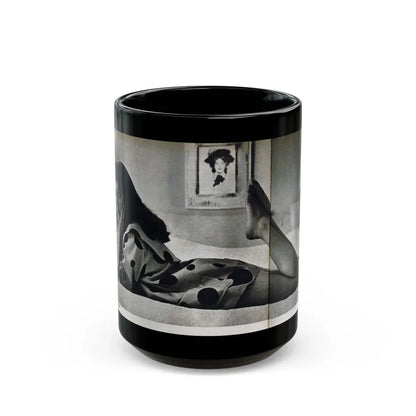 Joan Collins #679 - International Pin-Ups Mag. '57 - 1 B&W Centerfold Photo (Vintage Female Icon) Black Coffee Mug 15oz - Go Mug Yourself
