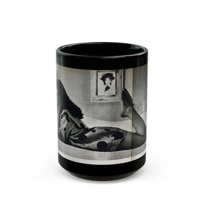 Joan Collins #679 - International Pin-Ups Mag. '57 - 1 B&W Centerfold Photo (Vintage Female Icon) Black Coffee Mug 15oz - Go Mug Yourself