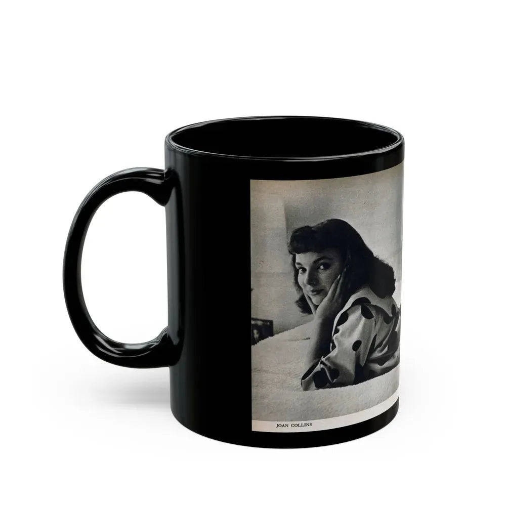 Joan Collins #679 - International Pin-Ups Mag. '57 - 1 B&W Centerfold Photo (Vintage Female Icon) Black Coffee Mug - Go Mug Yourself